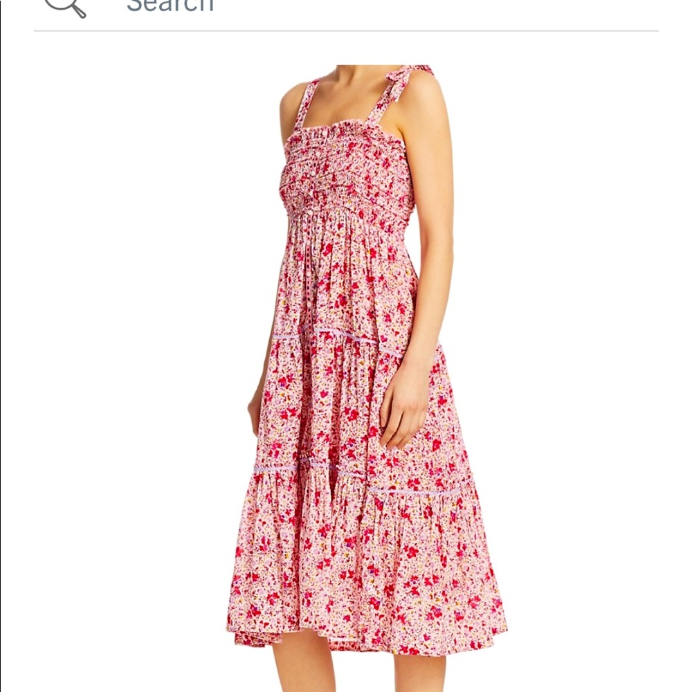 Poupette Triny Smocked Midi Dress: Pink Watercolor